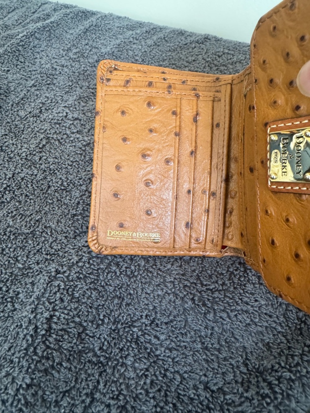 Dooney & Bourke Ostrich Small Flap Wallet (Caramel) - Picture 10 of 12